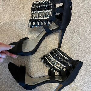 Gianni Bini black high heels with stone detailing